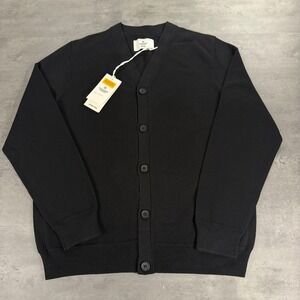 Reigning Champ Cardigan Mens Medium Black Supima Pique Knit Sweater NEW $138